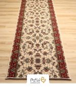 فرش کناره کاشان 700 شانه طرح افشان صبا رنگ‌ کرم