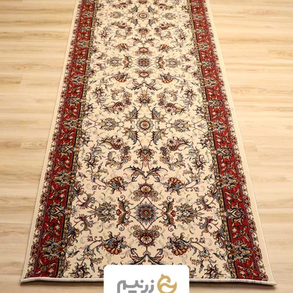 فرش کناره کاشان 700 شانه طرح افشان صبا رنگ‌ کرم