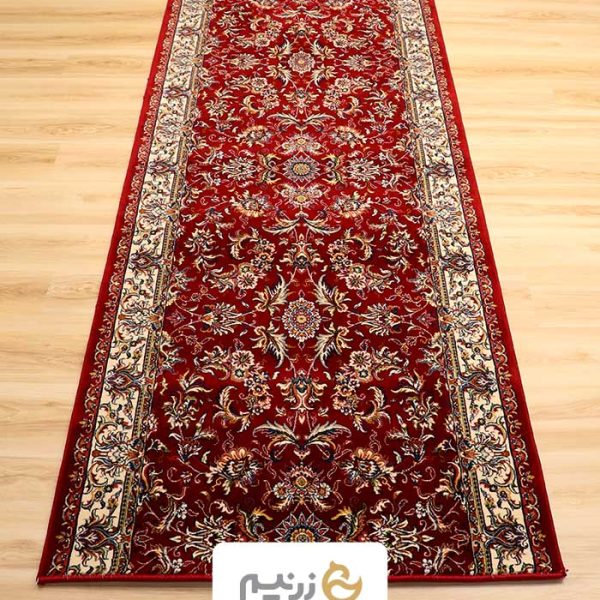 فرش کناره کاشان 700 شانه طرح افشان صبا رنگ‌ لاکی