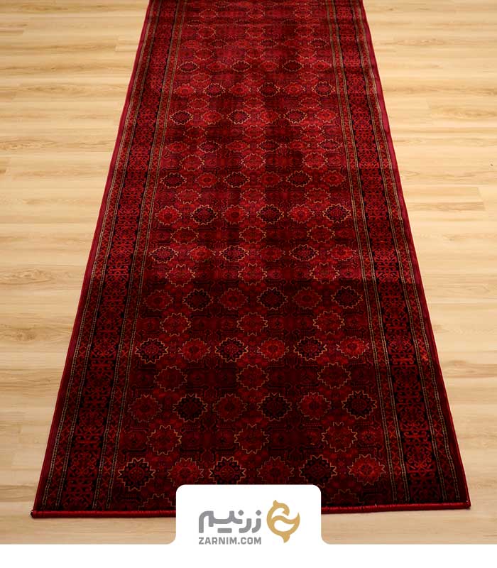 فرش کناره هیوا کلکسیون بوستان طرح بلوچ رنگ لاکی