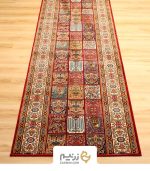 فرش کناره هیوا 700 شانه طرح خشتی رنگ‌ لاکی