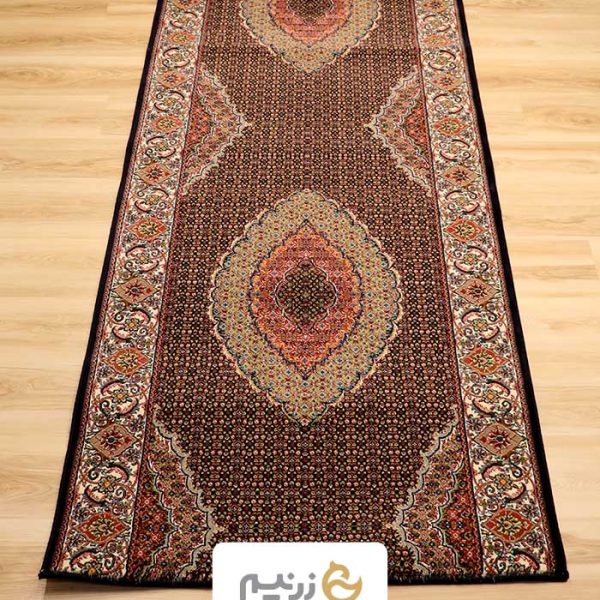 فرش کناره کاشان 700 شانه طرح ریزماهی رنگ‌ سرمه‌ای