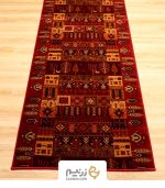 فرش کناره هیوا طرح درختی رنگ لاکی