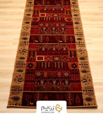 فرش کناره هیوا طرح درختی رنگ بژ