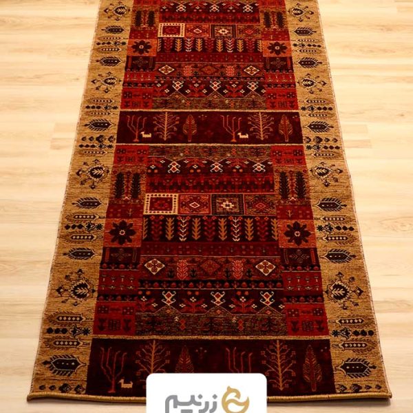 فرش کناره هیوا طرح درختی رنگ بژ