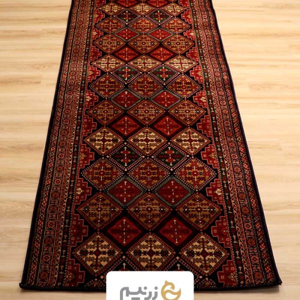 فرش کناره هیوا 700 شانه طرح لوزی رنگ‌ سبز