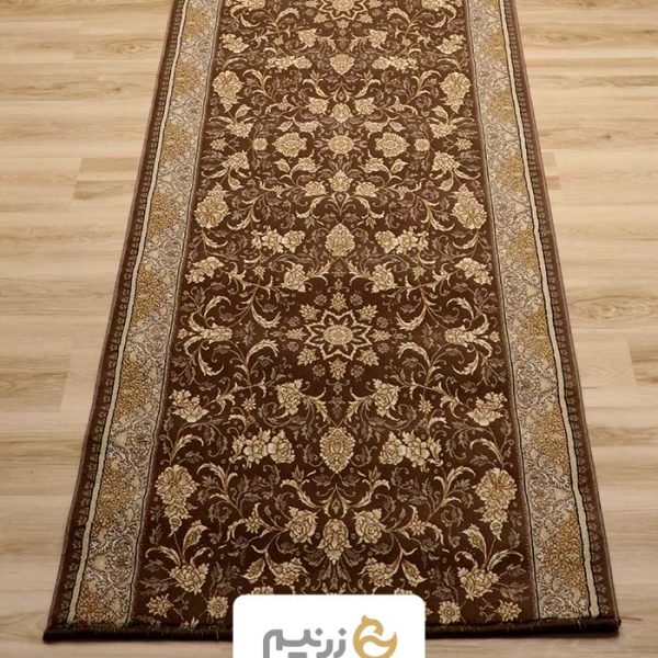 فرش کناره کاشان طرح افشان نگار رنگ‌ گردوئی