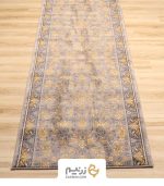 فرش کناره کاشان طرح افشان نگار رنگ‌ نقره‌ای
