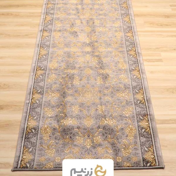 فرش کناره کاشان طرح افشان نگار رنگ‌ نقره‌ای
