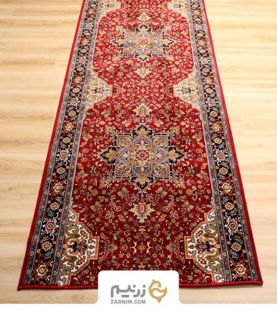 فرش کناره هیوا طرح هریس رنگ‌ لاکی