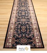 فرش کناره کاشان 700 شانه طرح شاهان برجسته رنگ‌ سرمه‌ای