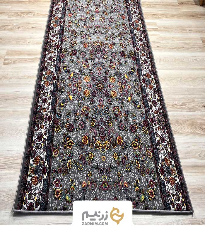 فرش کناره کاشان 700 شانه طرح افشان رنگ‌ فیلی