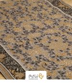 فرش کناره کاشان 700 شانه طرح افشان فروغ رنگ‌ نقره‌ای - Image 4
