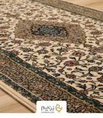 فرش کناره 700 شانه طرح کاشان رنگ‌ کرم - Image 5