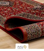 فرش کناره 700 شانه طرح کاشان رنگ‌ لاکی - Image 4