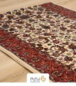 فرش کناره کاشان 700 شانه طرح افشان گلریز رنگ‌ کرم - Image 3