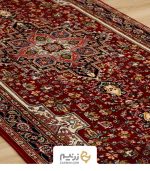 فرش کناره کاشان 700 شانه طرح هریس رنگ‌ لاکی - Image 4