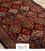 فرش کناره هیوا 700 شانه طرح لوزی رنگ‌ سبز - Image 3