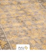 فرش کناره کاشان مدل افشان نگار رنگ زمینه نقره ای