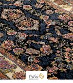 فرش کناره کاشان 700 شانه طرح شاهان برجسته رنگ‌ سرمه‌ای - Image 4