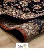 فرش کناره کاشان 700 شانه طرح افشان صبا رنگ‌ سرمه‌ای - Image 4