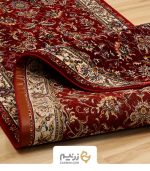 فرش کناره کاشان 700 شانه طرح افشان صبا رنگ‌ لاکی - Image 4