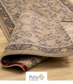 فرش کناره کاشان 700 شانه طرح افشان فروغ رنگ‌ نقره‌ای - Image 5