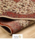 فرش کناره کاشان 700 شانه طرح افشان گلریز رنگ‌ کرم - Image 4