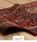 فرش کناره کاشان 700 شانه طرح هریس رنگ‌ لاکی - Image 5
