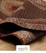 فرش کناره کاشان 700 شانه طرح ریزماهی رنگ‌ سرمه‌ای - Image 5