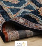 فرش کناره هیوا 700 شانه طرح کرمان رنگ‌ سرمه‌ای - Image 5