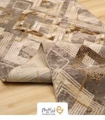 فرش کناره کاشان 500 شانه طرح وینتیج لوزی کد 650 رنگ‌ طوسی - Image 4