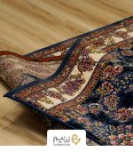 فرش کناره کاشان 700 شانه طرح شاهان برجسته رنگ‌ آبی - Image 4