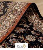 فرش کناره کاشان 700 شانه طرح افشان صبا رنگ‌ سرمه‌ای - Image 5
