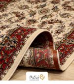 فرش کناره کاشان 700 شانه طرح افشان صبا رنگ‌ کرم - Image 4