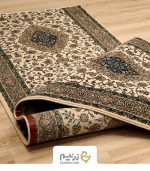 فرش کناره 700 شانه طرح کاشان رنگ‌ کرم - Image 3