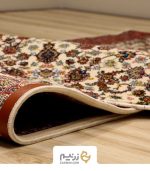 فرش کناره کاشان 700 شانه طرح افشان گلریز رنگ‌ کرم - Image 2