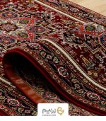 فرش کناره کاشان 700 شانه طرح هریس رنگ‌ لاکی - Image 6