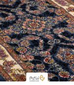 فرش کناره کاشان 700 شانه طرح شاهان برجسته رنگ‌ آبی - Image 3