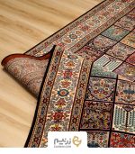 فرش کناره هیوا 700 شانه طرح خشتی رنگ‌ سرمه‌ای - Image 3