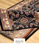 فرش کناره کاشان 700 شانه طرح شاهان برجسته رنگ‌ سرمه‌ای - Image 2