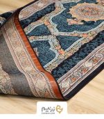 فرش کناره هیوا 700 شانه طرح کرمان رنگ‌ سرمه‌ای - Image 3