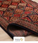 فرش کناره هیوا 700 شانه طرح لوزی رنگ‌ سبز - Image 4