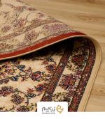 فرش کناره کاشان 700 شانه طرح شاهان برجسته رنگ‌ صدفی - Image 6
