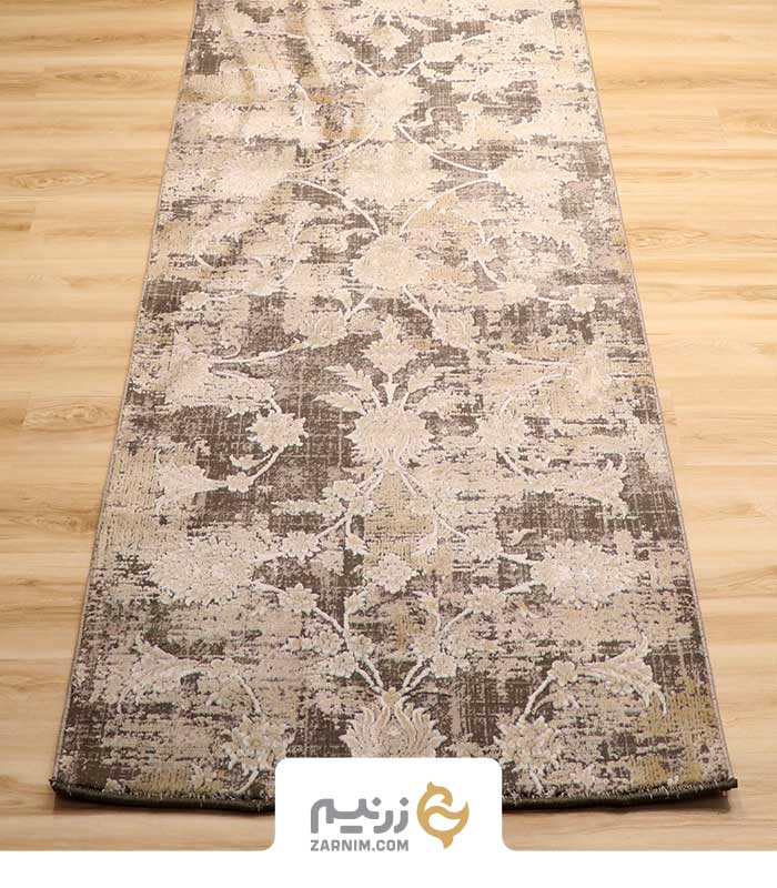 فرش کناره کاشان 500 شانه طرح افشان کد 610 رنگ‌ طوسی