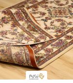 فرش کناره کاشان 700 شانه طرح شاهان برجسته رنگ‌ صدفی - Image 3