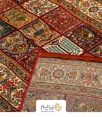 فرش کناره هیوا 700 شانه طرح خشتی رنگ‌ لاکی - Image 5
