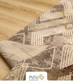 فرش کناره کاشان 500 شانه طرح وینتیج لوزی کد 650 رنگ‌ طوسی - Image 6