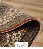 فرش کناره 700 شانه طرح کاشان رنگ‌ کرم - Image 6