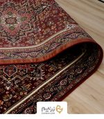 فرش کناره کاشان 700 شانه طرح هریس رنگ‌ لاکی - Image 3